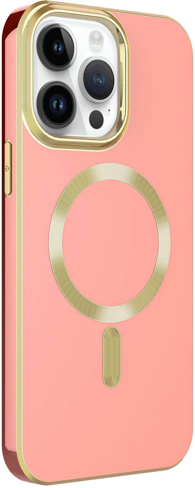 Alt View 1. AMPD - Gold Bumper Soft Case with MagSafe for Apple iPhone 14 Pro - Light Pink.