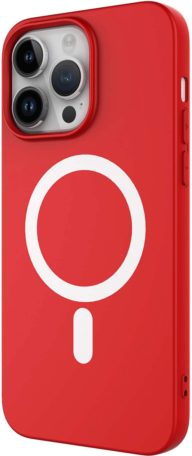 Alt View 1. AMPD - Real Feel Soft Case with MagSafe for Apple iPhone 14 Pro - Red.