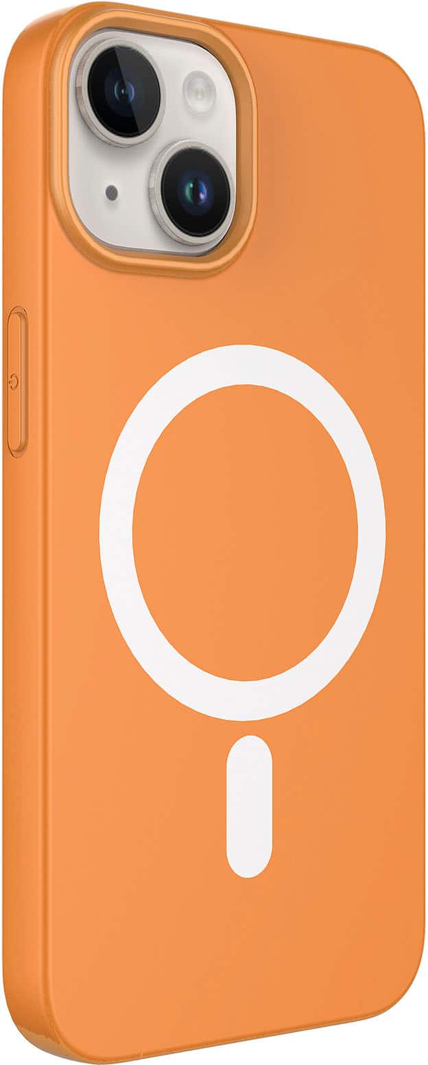 Alt View 1. AMPD - Real Feel Soft Case with MagSafe for Apple iPhone 14 / iPhone 13 - Orange.