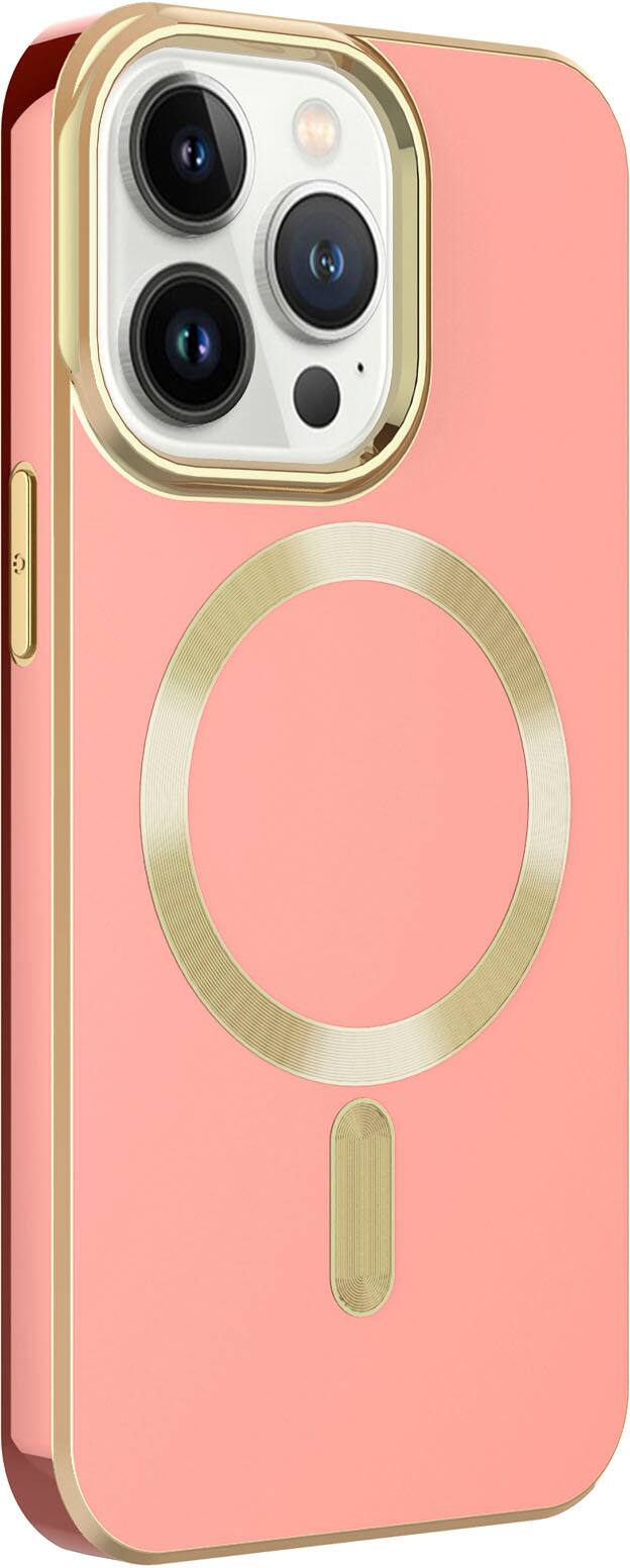Alt View 1. AMPD - Gold Bumper Soft Case with MagSafe for Apple iPhone 13 Pro - Light Pink.