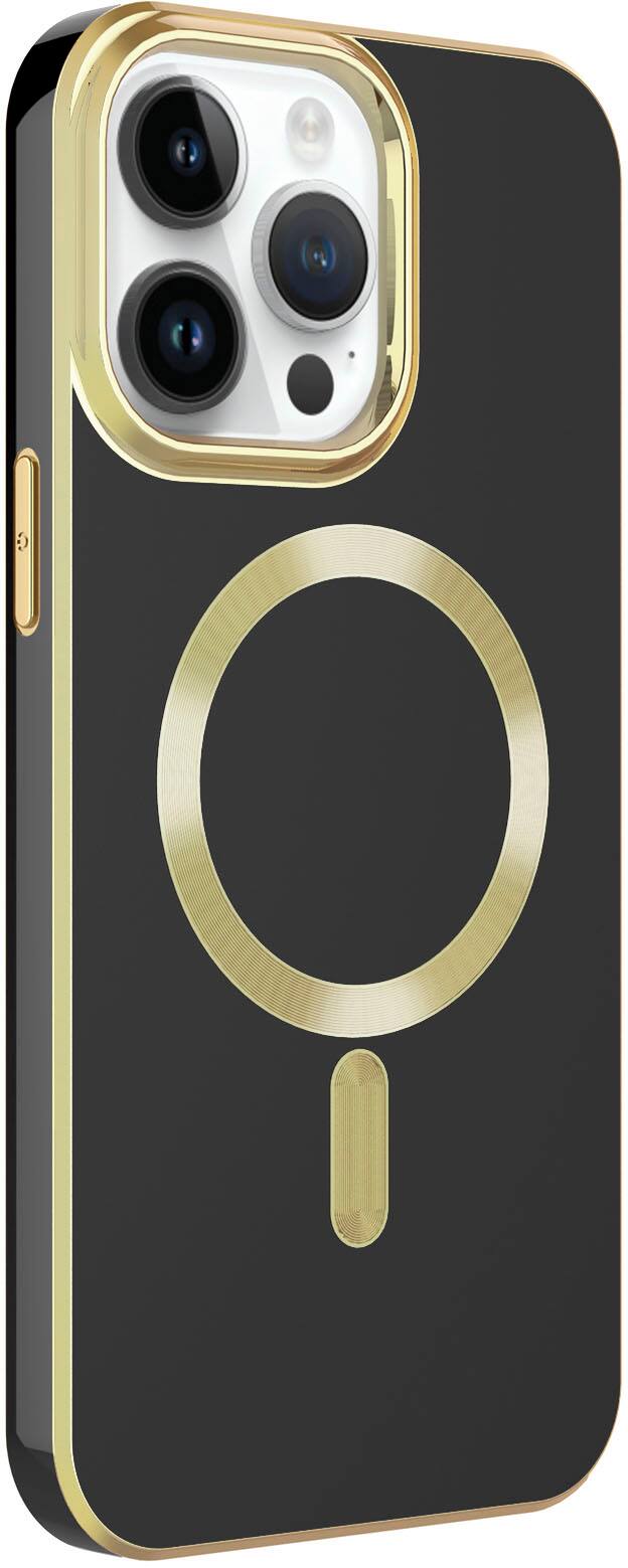 Alt View 1. AMPD - Gold Bumper Soft Case with MagSafe for Apple iPhone 14 Pro - Black.