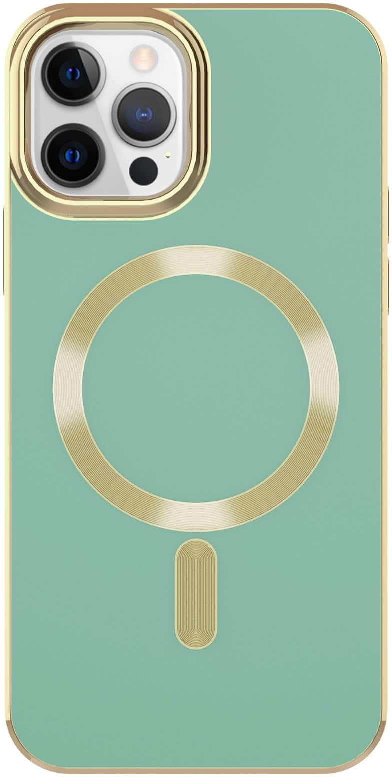 Ampd - Gold Bumper Soft Case with MagSafe for Apple iPhone 12 Pro / iPhone 12 - Light Green