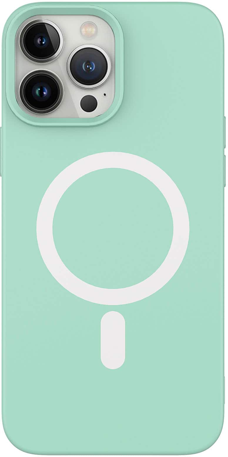 Front. AMPD - Real Feel Soft Case with MagSafe for Apple iPhone 13 Pro - Pastel Green.