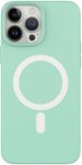 Front. AMPD - Real Feel Soft Case with MagSafe for Apple iPhone 13 Pro - Pastel Green.