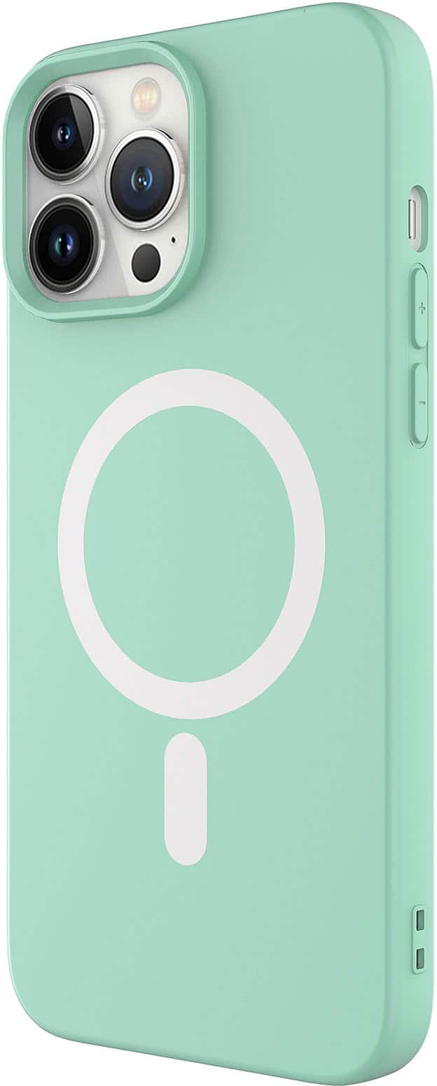 Alt View 1. AMPD - Real Feel Soft Case with MagSafe for Apple iPhone 13 Pro - Pastel Green.
