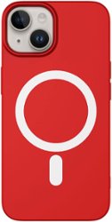 AMPD - Real Feel Soft Case with MagSafe for Apple iPhone 14 / iPhone 13 - Red - Front_Zoom