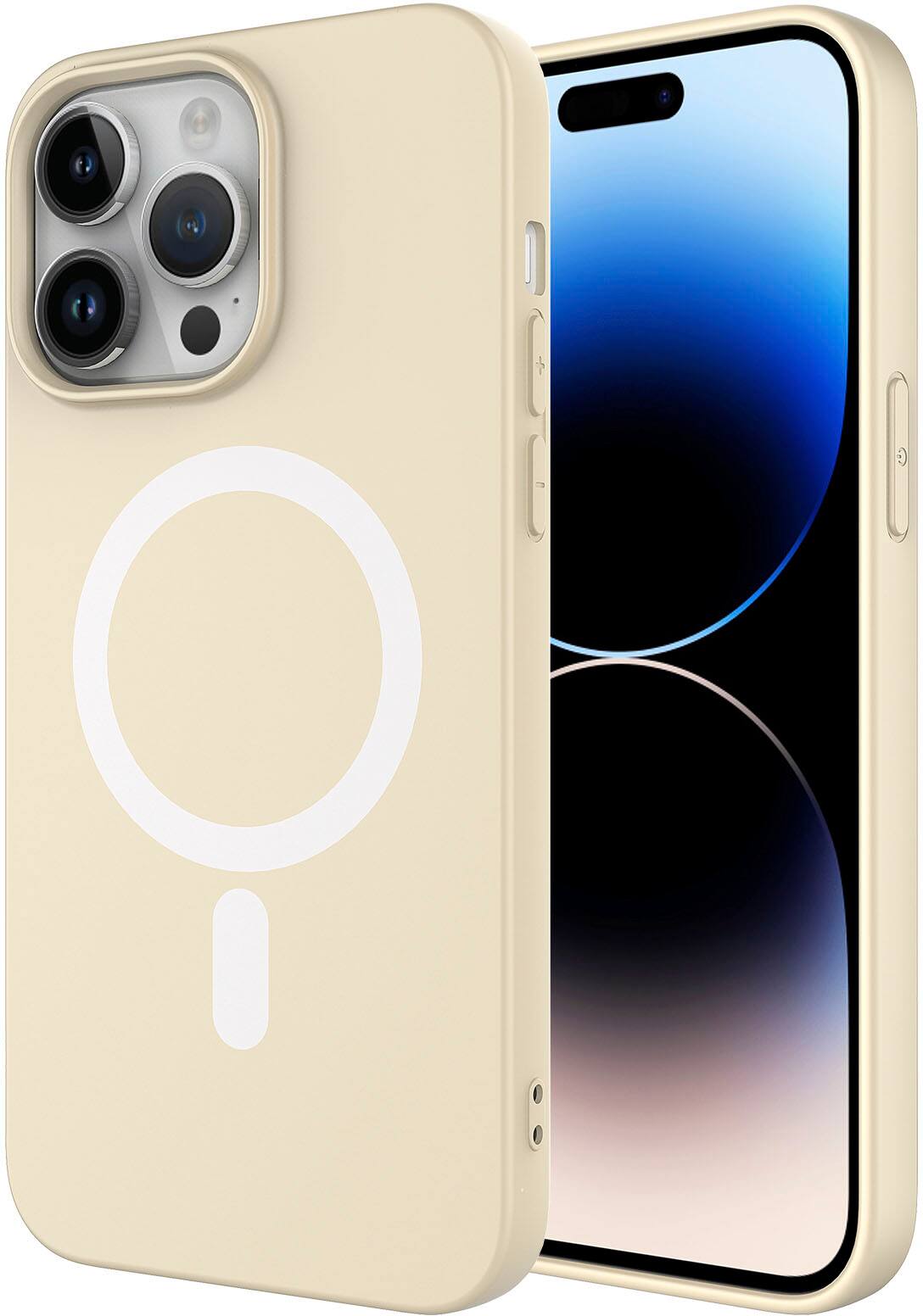 Angle. AMPD - Real Feel Soft Case with MagSafe for Apple iPhone 14 Pro Max - White.