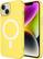 Angle. AMPD - Real Feel Soft Case with MagSafe for Apple iPhone 14 / iPhone 13 - Yellow.
