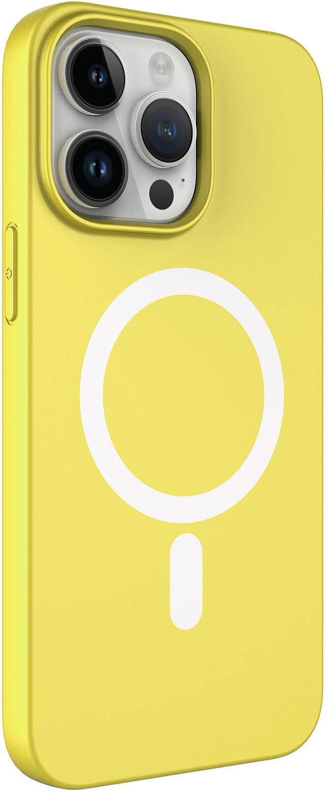 Alt View 1. AMPD - Real Feel Soft Case with MagSafe for Apple iPhone 14 Pro - Yellow.