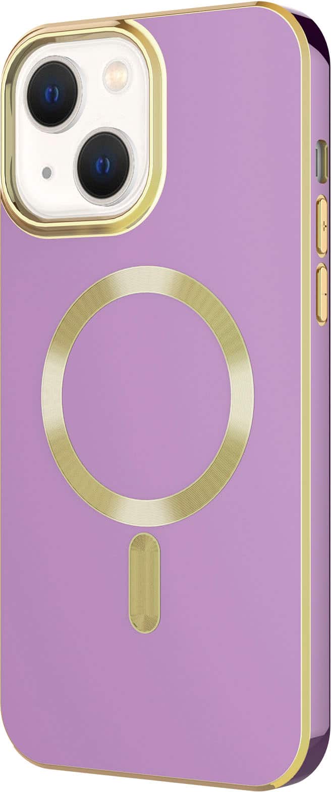 Alt View 1. AMPD - Gold Bumper Soft Case with MagSafe for Apple iPhone 14 / iPhone 13 - Lilac Purple.