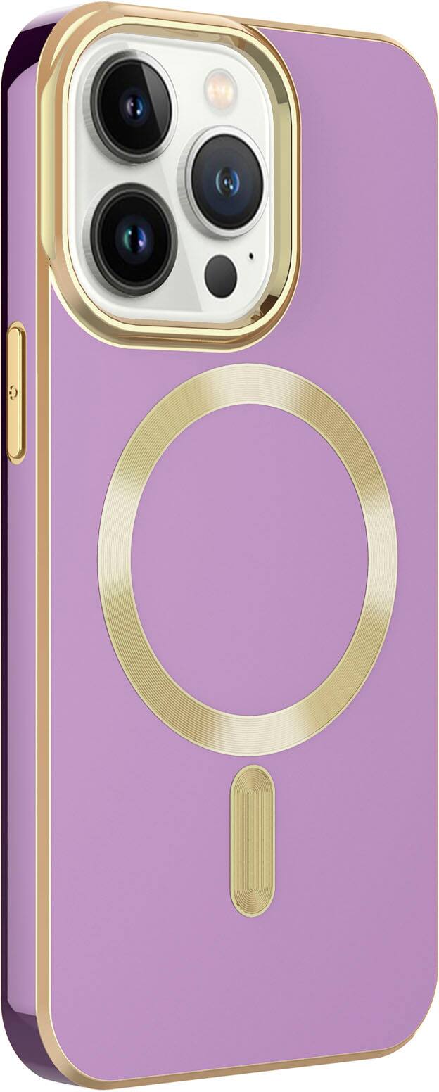 Alt View 1. AMPD - Gold Bumper Soft Case with MagSafe for Apple iPhone 13 Pro - Lilac Purple.