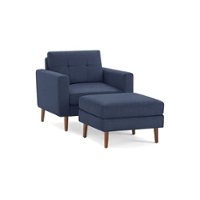 Burrow - Mid Century Nomad Armchair with Ottoman - Navy Blue - Front_Zoom