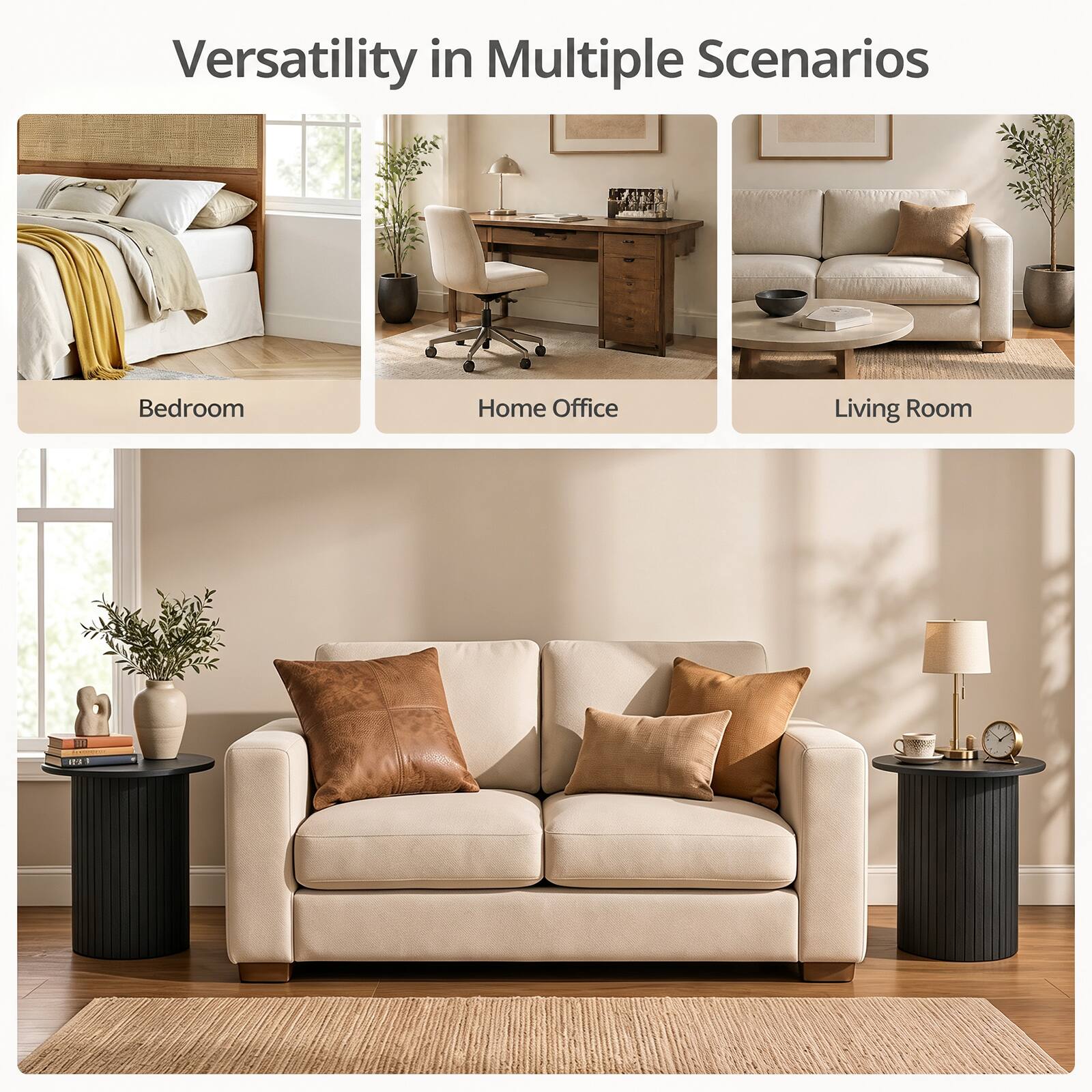 Versatility in Multiple Scenarios

- Bedroom
- Home Office
- Living Room