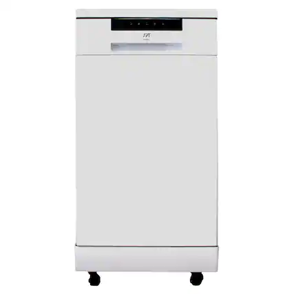 Front. SPT - 18 in. White Electronic Portable 120-volt Dishwasher with 6-Cycles with 8 Place Setting Capacity - White.
