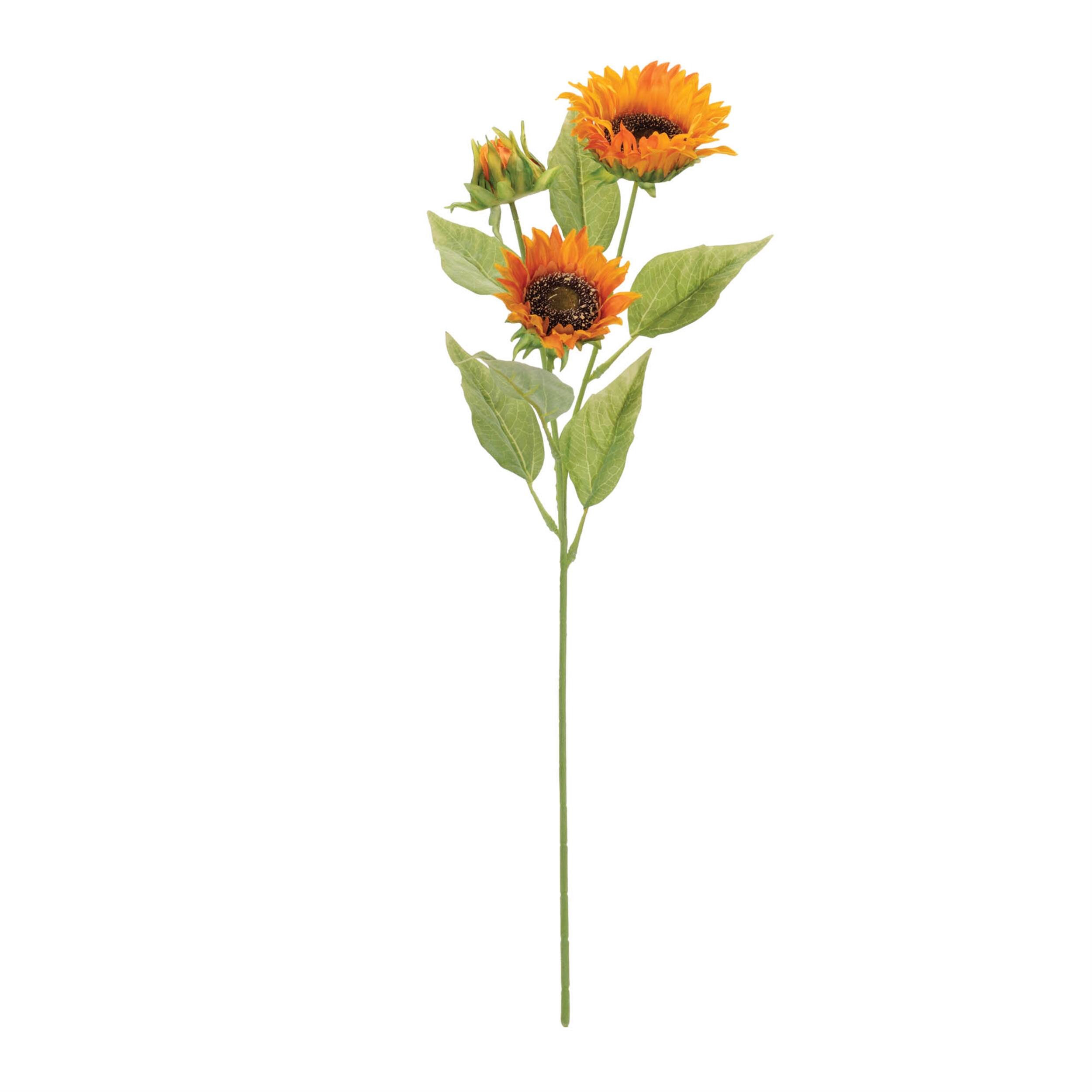 Angle. BreeBe - Fall Sunflower Spray (Set of 6) - Yellow, Green.