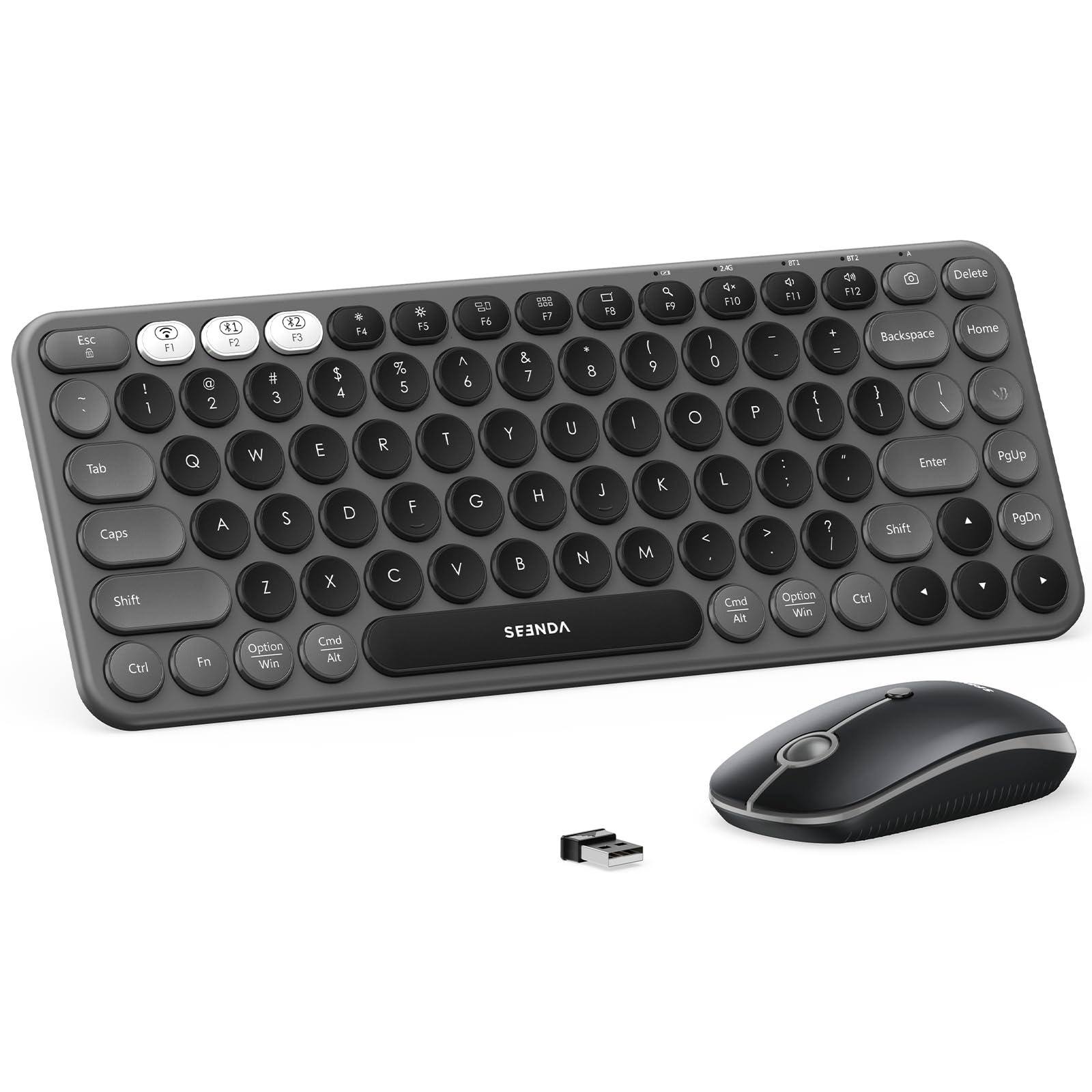 HM 1810 And Mouse Combo Retro Round Keycaps Coe203 Compact Multi device ...