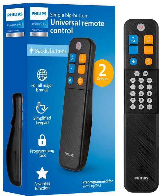 Philips Elite EZ Slide 2 Device Universal Remote For Seniors Elders Black SRP9012B 27 Best Buy