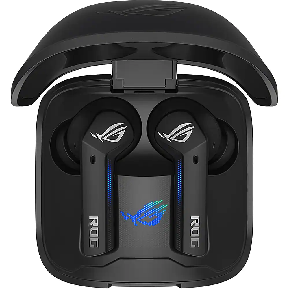 Front. ASUS - ROG Cetra True Wireless Hybrid Active Noise Cancelation In-Ear Gaming Earbuds - Black.