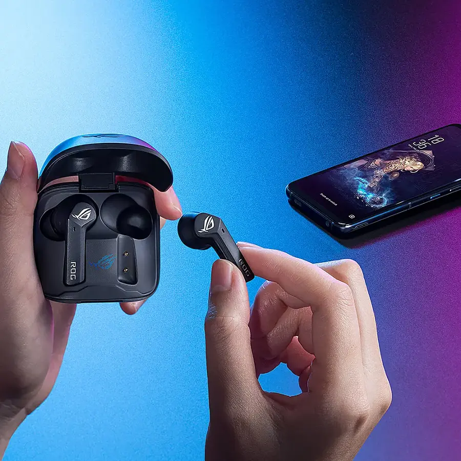 Alt View 15. ASUS - ROG Cetra True Wireless Hybrid Active Noise Cancelation In-Ear Gaming Earbuds - Black.