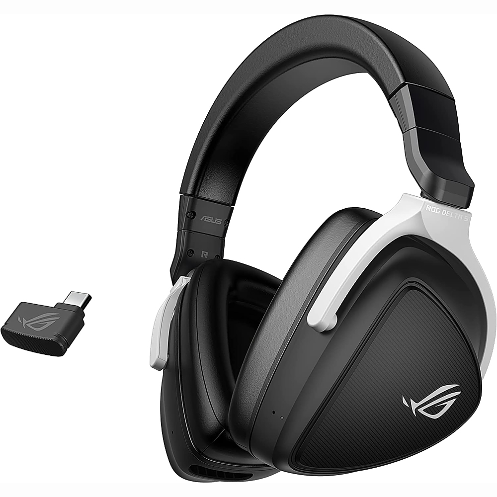 Angle View: ASUS - ROG Delta S Wireless Over-the-Ear Headphones with AI Noise Cancelation - Black