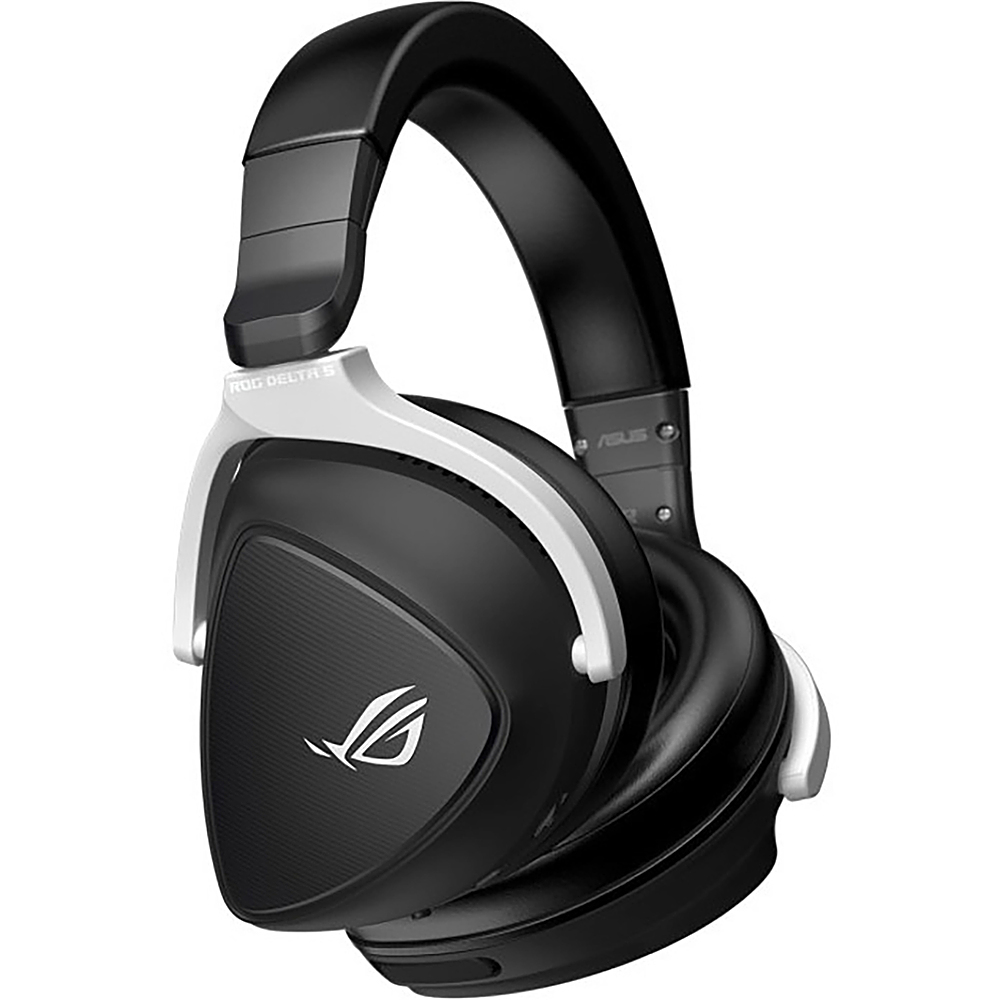 Left View: ASUS - ROG Delta S Wireless Over-the-Ear Headphones with AI Noise Cancelation - Black