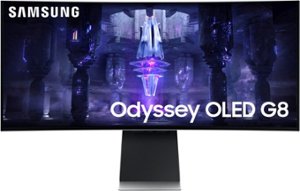 Samsung - Odyssey OLED G8 34" Curved WQHD FreeSync Premium Pro Smart Gaming Monitor with HDR400, (Micro DP, Micro HDMI, USB) - Silver - Angle_Zoom