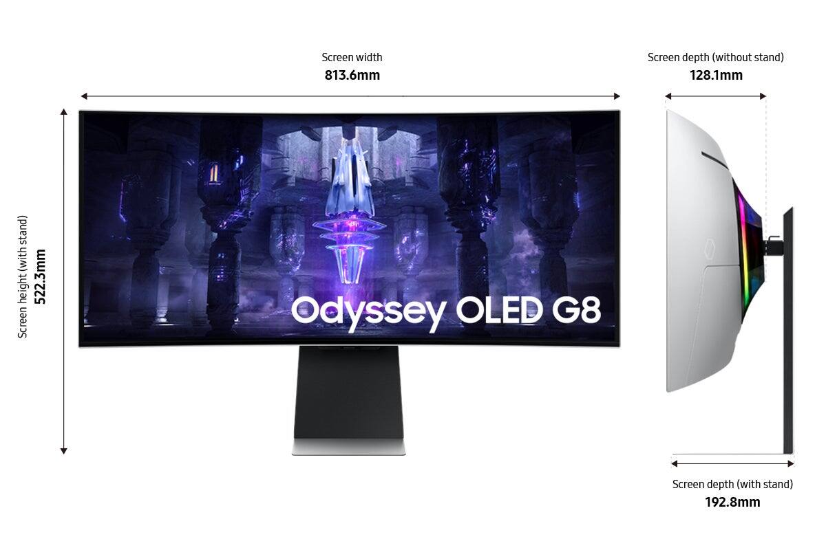 Alt View 15. Samsung - Odyssey OLED G8 34" Curved WQHD FreeSync Premium Pro Smart Gaming Monitor with HDR400, (Micro DP, Micro HDMI, USB) - Silver.