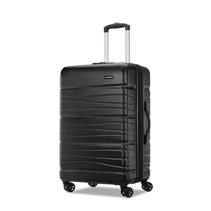 Front. Samsonite - Evolve Se Medium 24" Expandable Spinner Suitcase - Bass Black.