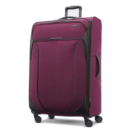 Front. American Tourister - 4 Kix 2.0 33" Expandable Spinner Suitcase - Purple Orchid.