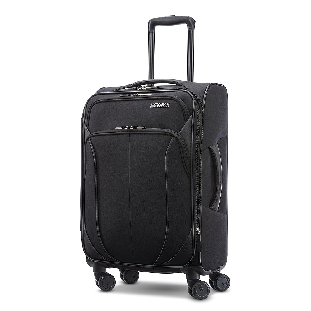 Front. American Tourister - 4 Kix 2.0 24" Expandable Spinner Suitcase - Black.