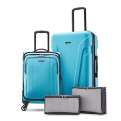 American Tourister - Troupe Duo 24" Expandable Spinner Suitcase Set 4 Piece - Pool/Scuba - Front_Zoom