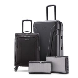 American Tourister - Troupe Duo 24" Expandable Spinner Suitcase Set 4 Piece - Black - Front_Zoom