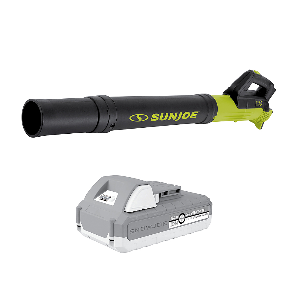 Angle View: Sun Joe - 24-Volt iON+ 100 MPH 280 CFM Cordless Handheld Blower (1 x 2.0Ah Battery and 1 x Charger) - Green