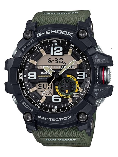 Casio Men's G-Shock Mudmaster Twin-Sensor Analog-Digital 55mm Watch Green  GG1000-1A3 - Best Buy