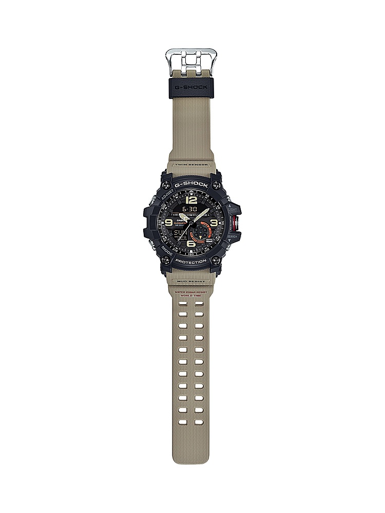 Left View: Casio - Men's G-Shock Mudmaster Twin-Sensor Analog-Digital 55mm Watch - Tan