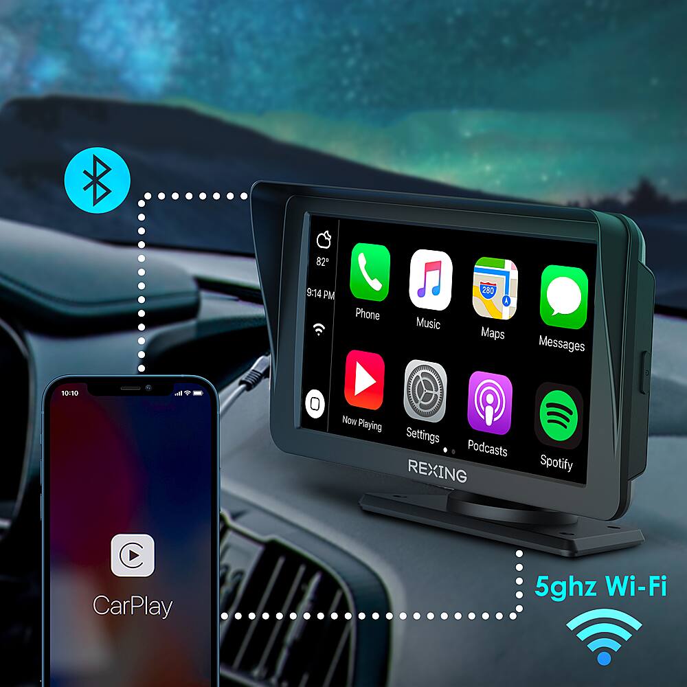 Alt View 12. Rexing - W1 Carplay and Android Auto device w/ Back-up Camera - Black.
