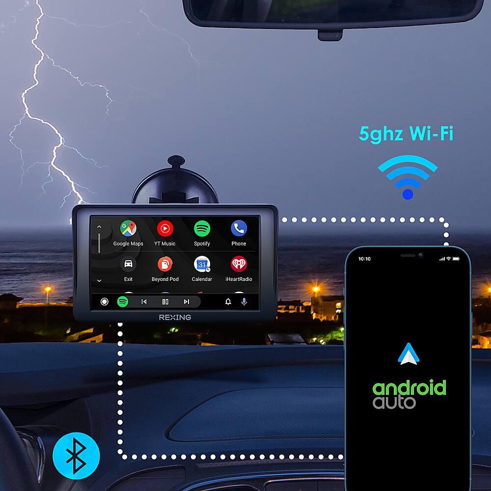 Alt View 13. Rexing - W1 Carplay and Android Auto device w/ Back-up Camera - Black.