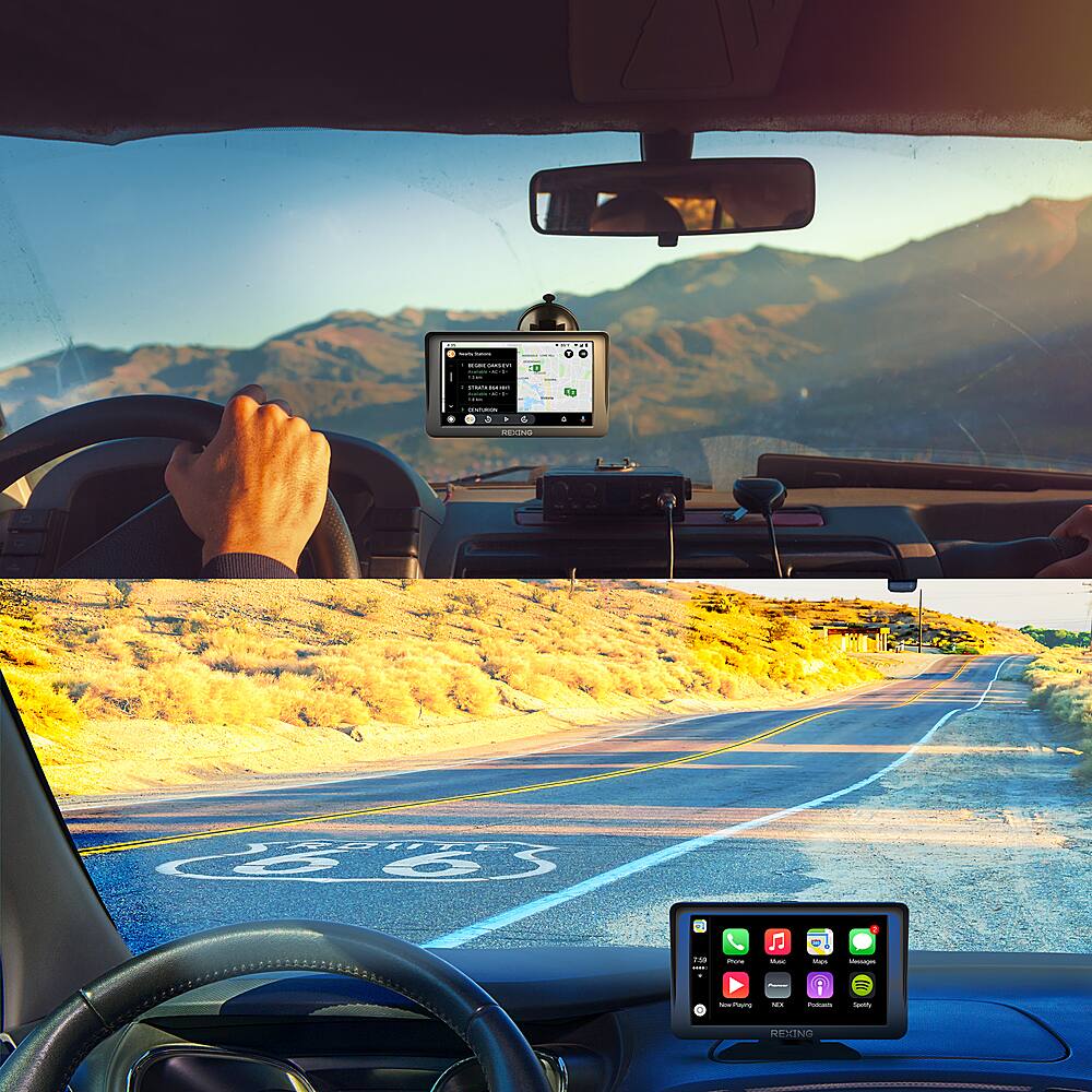 Alt View 15. Rexing - W1 Carplay and Android Auto device w/ Back-up Camera - Black.