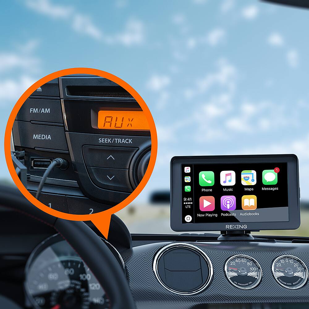 Alt View 17. Rexing - W1 Carplay and Android Auto device w/ Back-up Camera - Black.