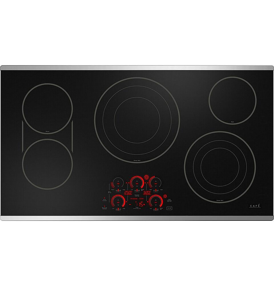 Angle. Café - 36" Electric Built In Cooktop, Customizable - Stainless Steel.