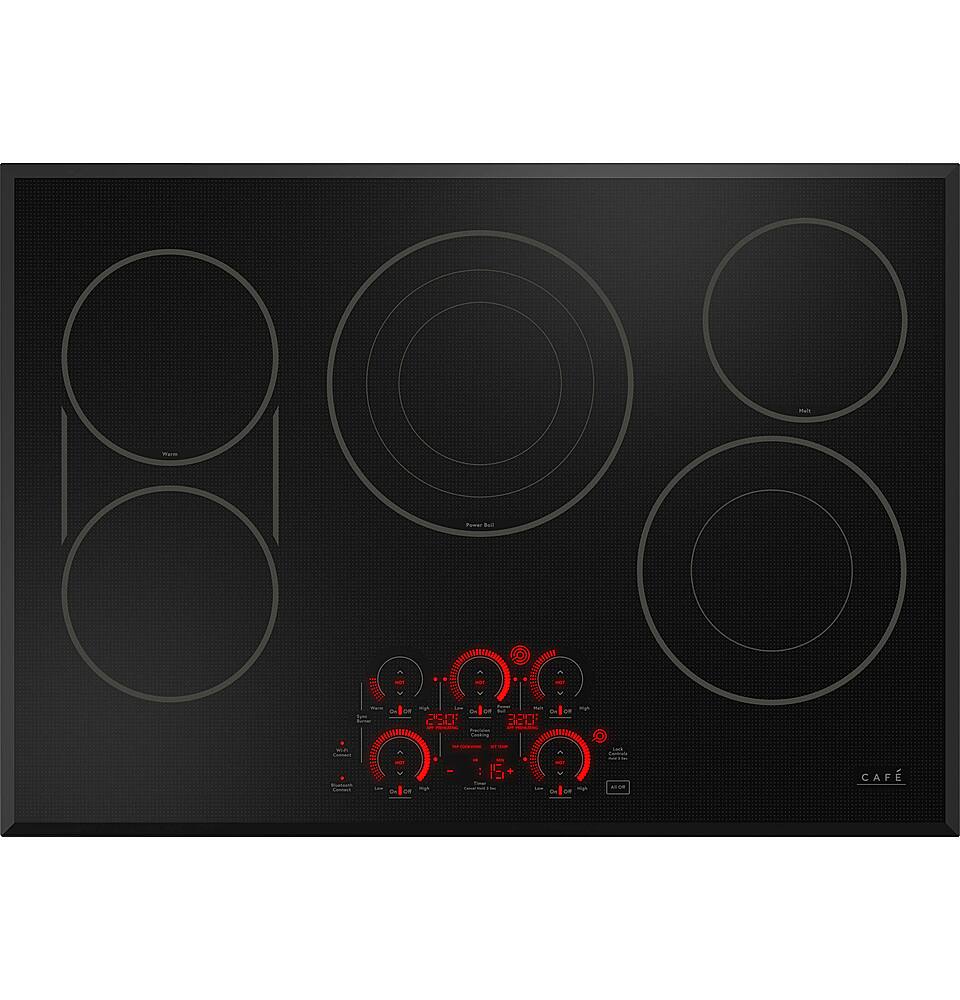 Angle. Café - 30" Electric Built In Cooktop, Customizable - Black.