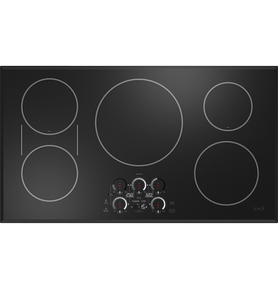 Angle. Café - 36" Built-In Electric Induction Cooktop - Black.