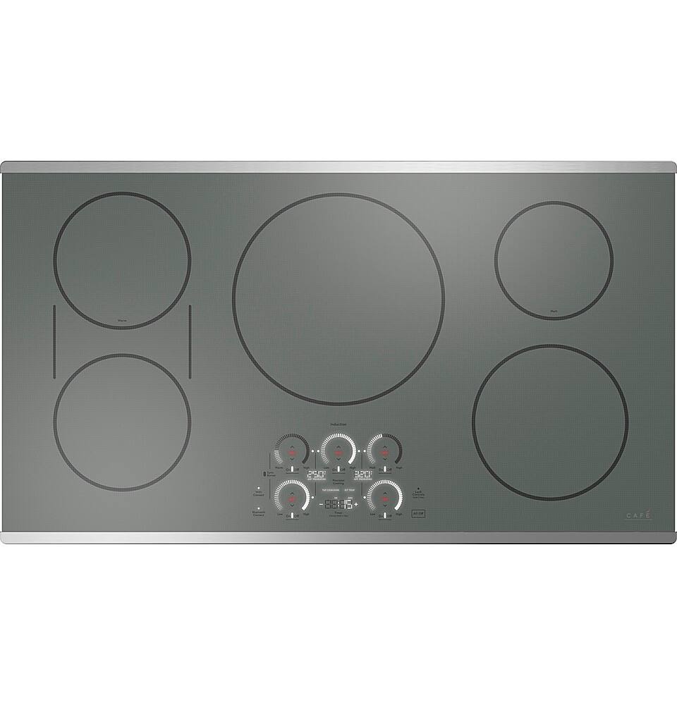Angle. Café - 36" Electric Built In Cooktop, Customizable - Stainless Steel.