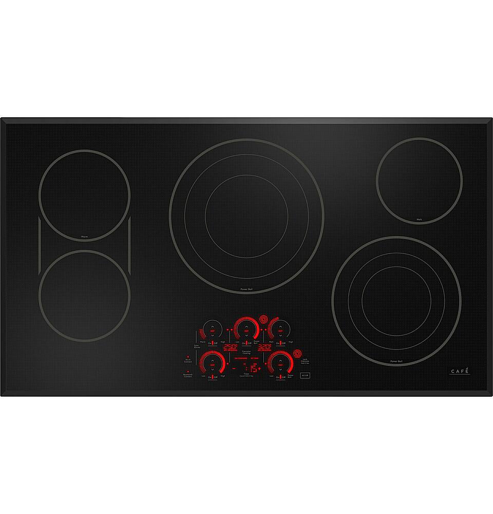 Angle. Café - 36" Electric Built In Cooktop, Customizable - Black.