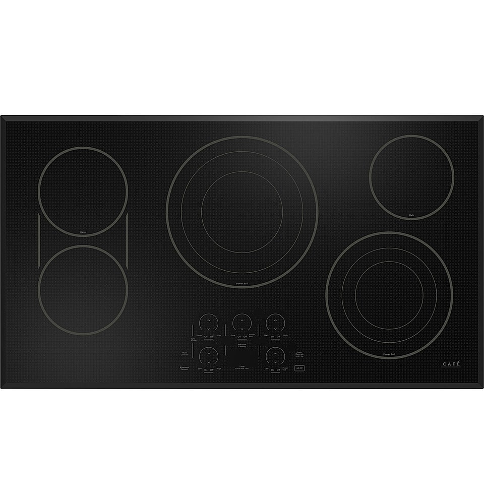 Front. Café - 36" Electric Built In Cooktop, Customizable - Black.