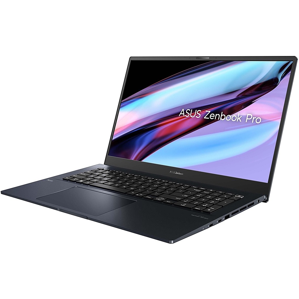 Left View: ASUS - Zenbook Pro 17 UM6702 17.3" Laptop - AMD Ryzen 7 - Memory - 512 GB SSD - Tech Black