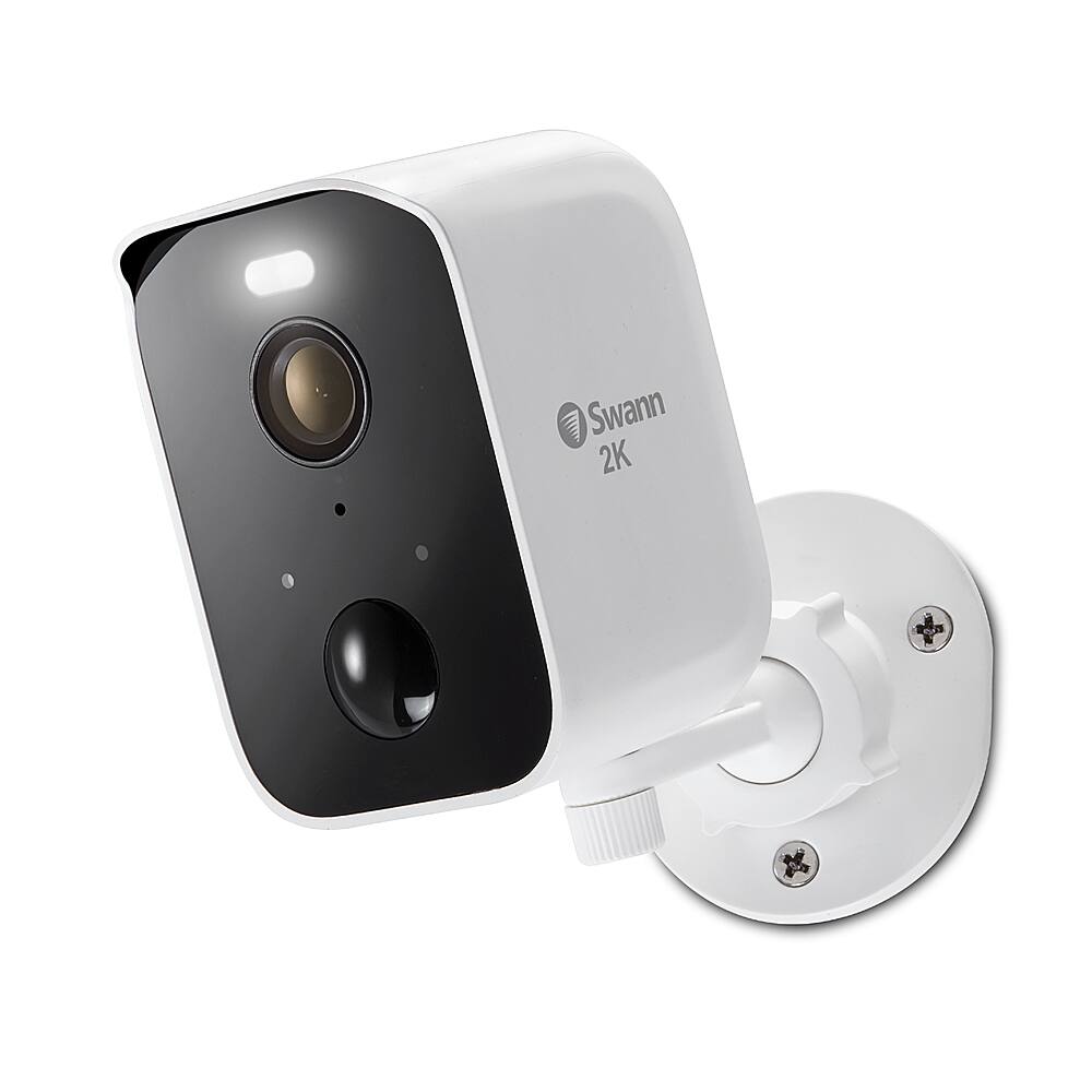 Left. Swann - CoreCam Pro 3 pk of Indoor/Outdoor Wire-Free 2K 32GB Micro SD Card & Secure Cloud Storage Security Camera with Spotlight - White.