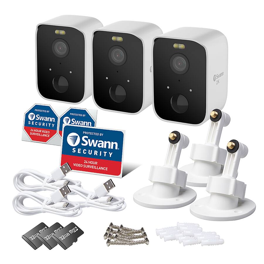 Swann CoreCam Pro pk of Indoor/Outdoor Wire Free 2K 32GB Micro