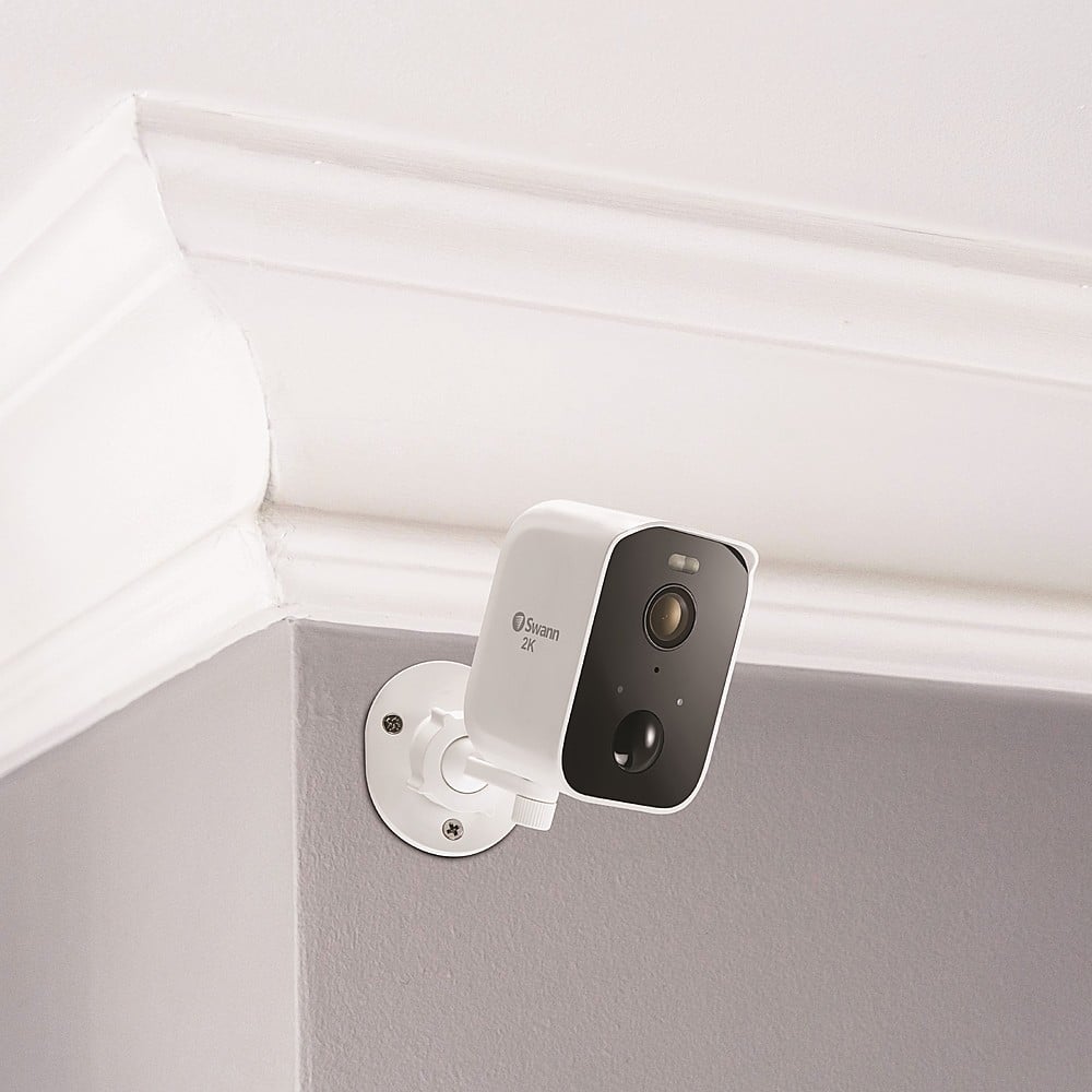 Alt View 15. Swann - CoreCam Pro Single Indoor/Outdoor Wire-Free 2K 32GB Micro SD Card & Secure Cloud Storage Security Camera with Spotlight - White.