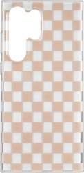 Insignia™ - Hard-Shell Case for Samsung Galaxy S23 Ultra - Tan/White Checkers - Front_Zoom